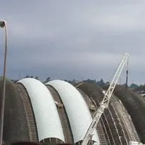 proceso de revestimiento en palacio de deportes de Oviedo